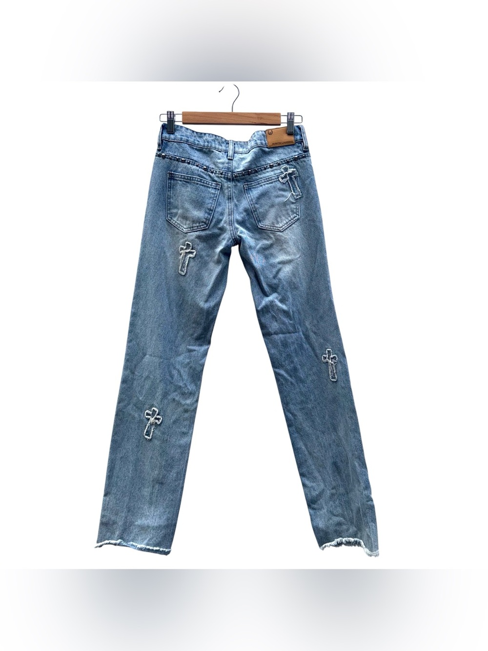AUSTIN LANDING Studded Embroidered Cross Straight Leg Jeans Blue VIRAL Size 0 - Picture 13 of 16